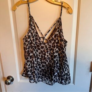NWT Paper Crane size L animal print spaghetti strap top